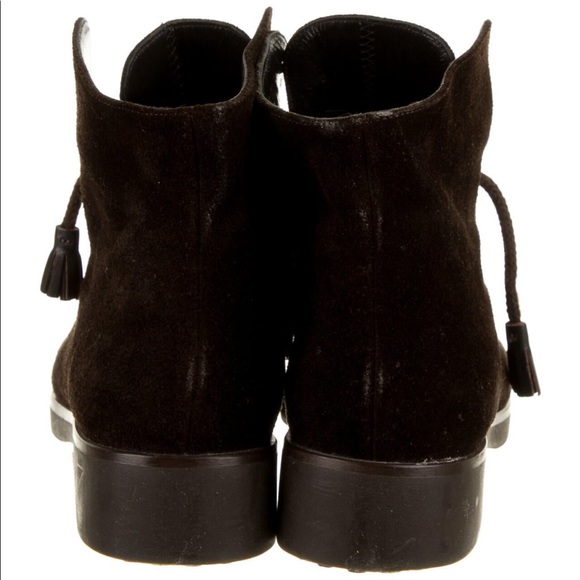 YSL brown suede whipstitch ankle boots SZ 8.5 NWOT - Picture 4 of 5